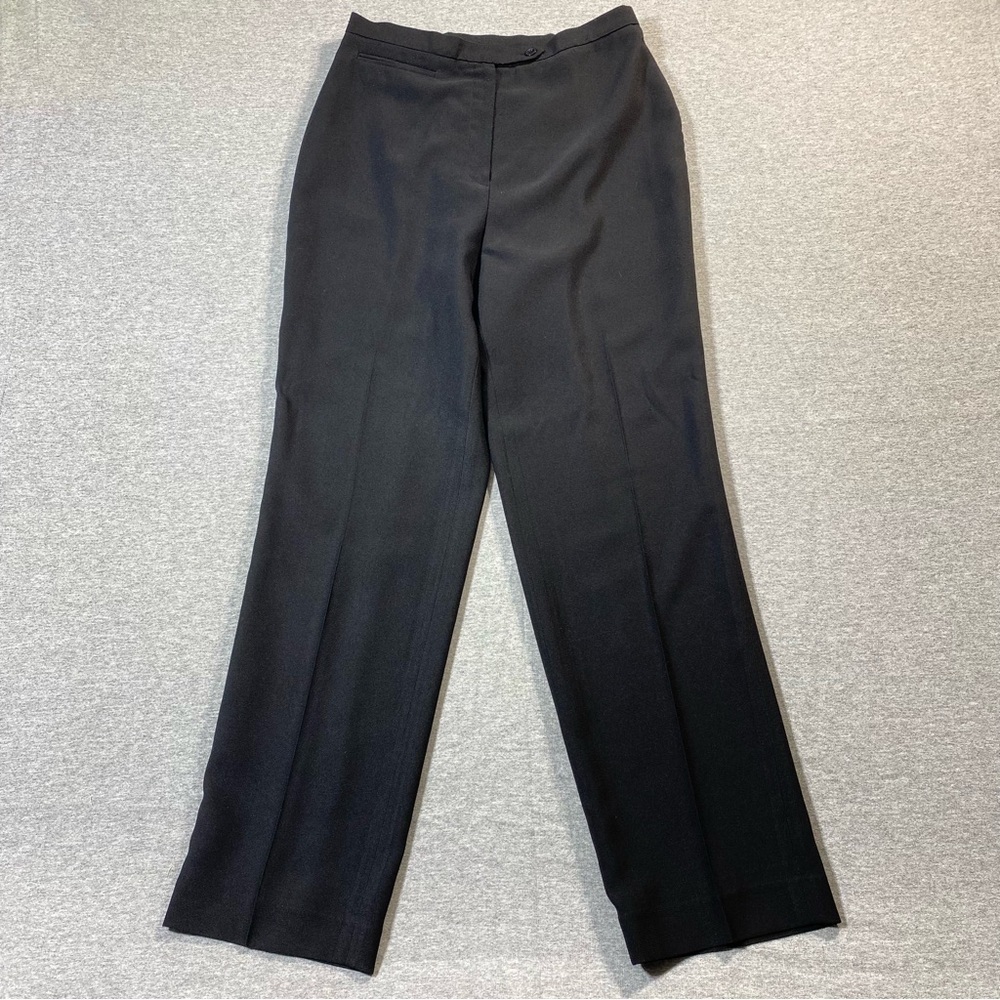 Donna Gray Dress Pants Women's 10 Black Straight Leg Hi Rise Business Slacks